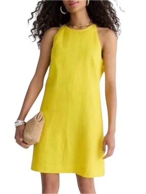 J.Crew Yellow Linen Sleeveless halter style Shift Dress Size XS